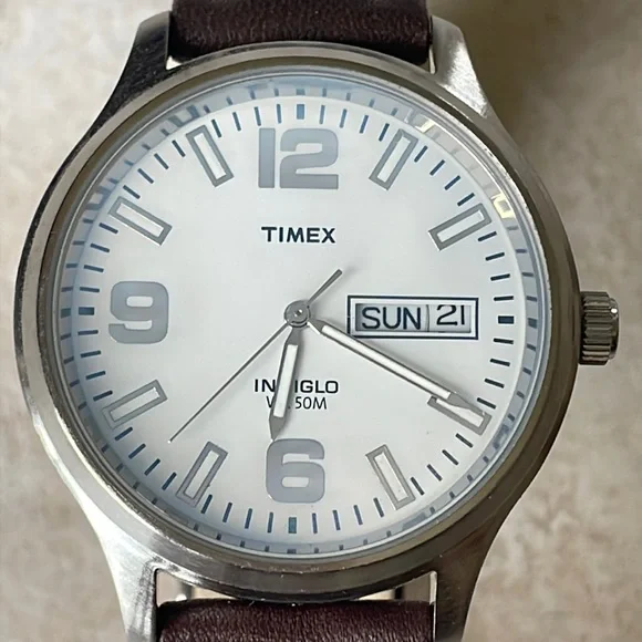 Timex Men\'s Indiglo  Watch Date Indicator Water Resistant 50M Needs Battery Timex Expedition Indiglo WR 50m White Dial Steel Case Needs  main image 2